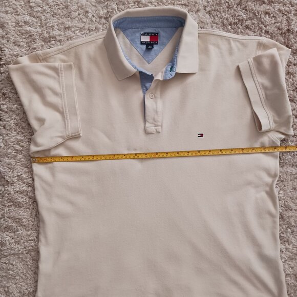 Tommy Hilfiger Golf Polo Mens Shirt Size X-Large Cream Short Sleeve Logo READ - Picture 5 of 9